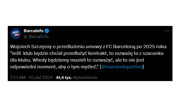 Wojciech Szczęsny nt. PRZEDŁUŻENIA UMOWY z Barcą!